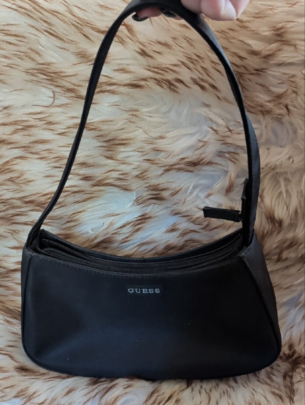 Guess Black Crescent Shoulder Bag with Logo